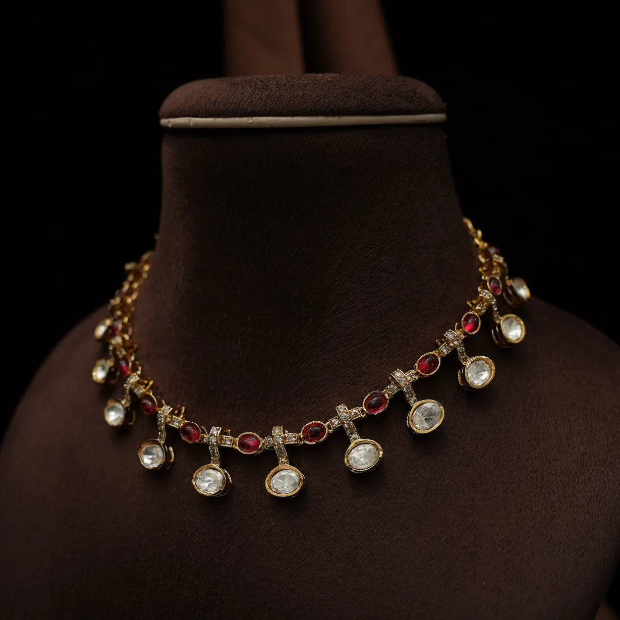 Vasudha Polki Necklace - Red