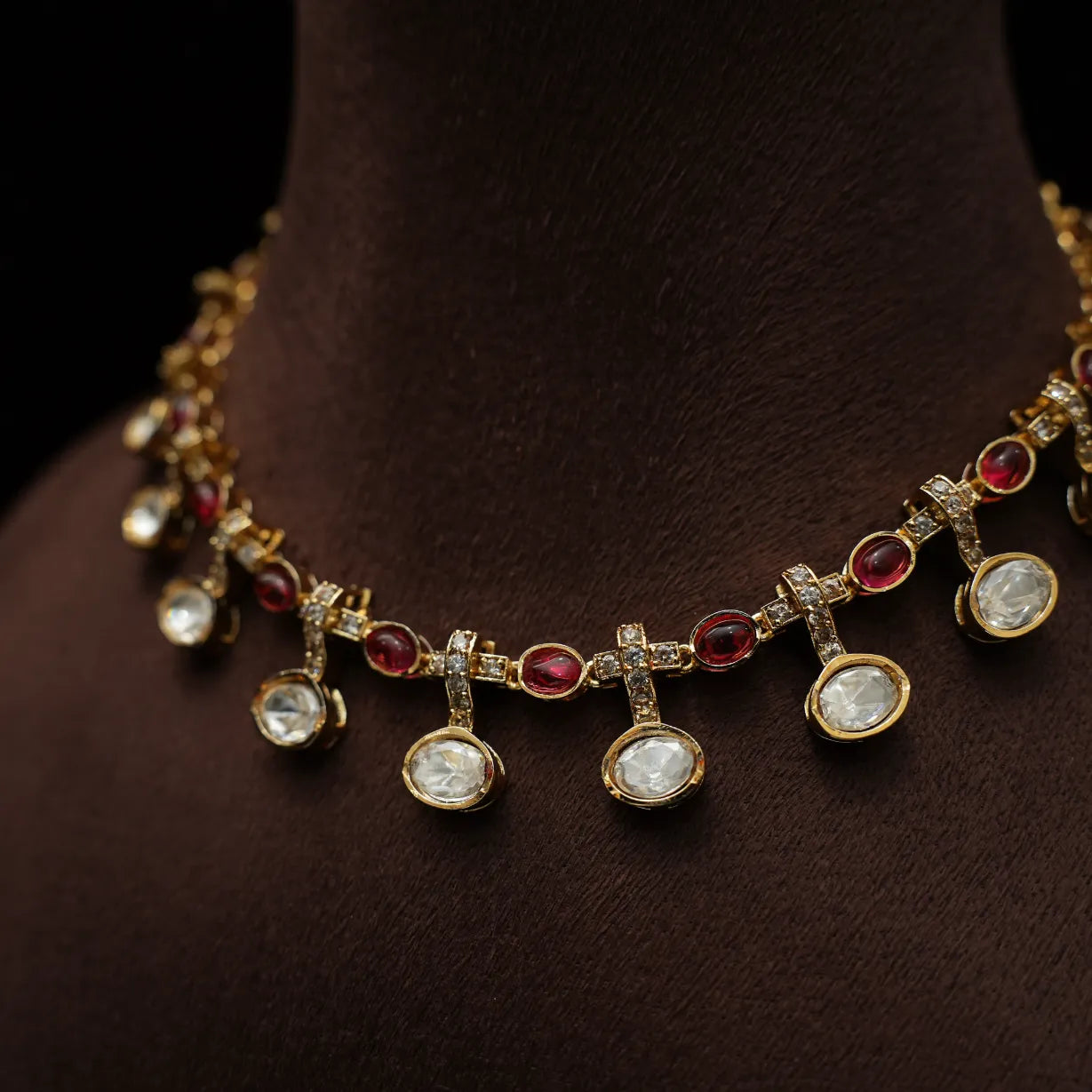 Vasudha Polki Necklace - Red