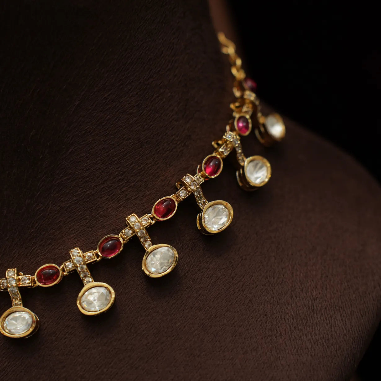 Vasudha Polki Necklace - Red