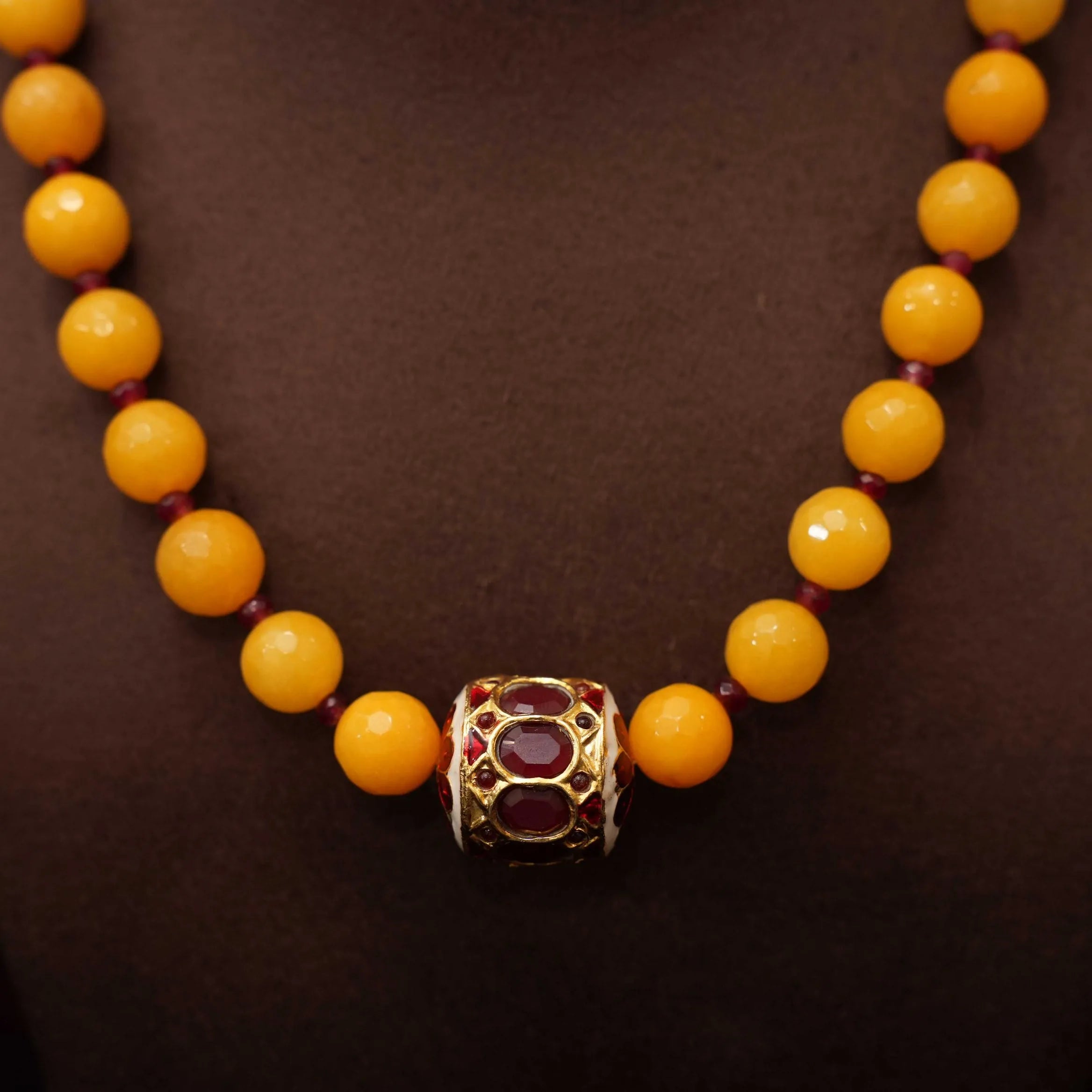 Aisha Beaded Necklace - Mustard Yellow