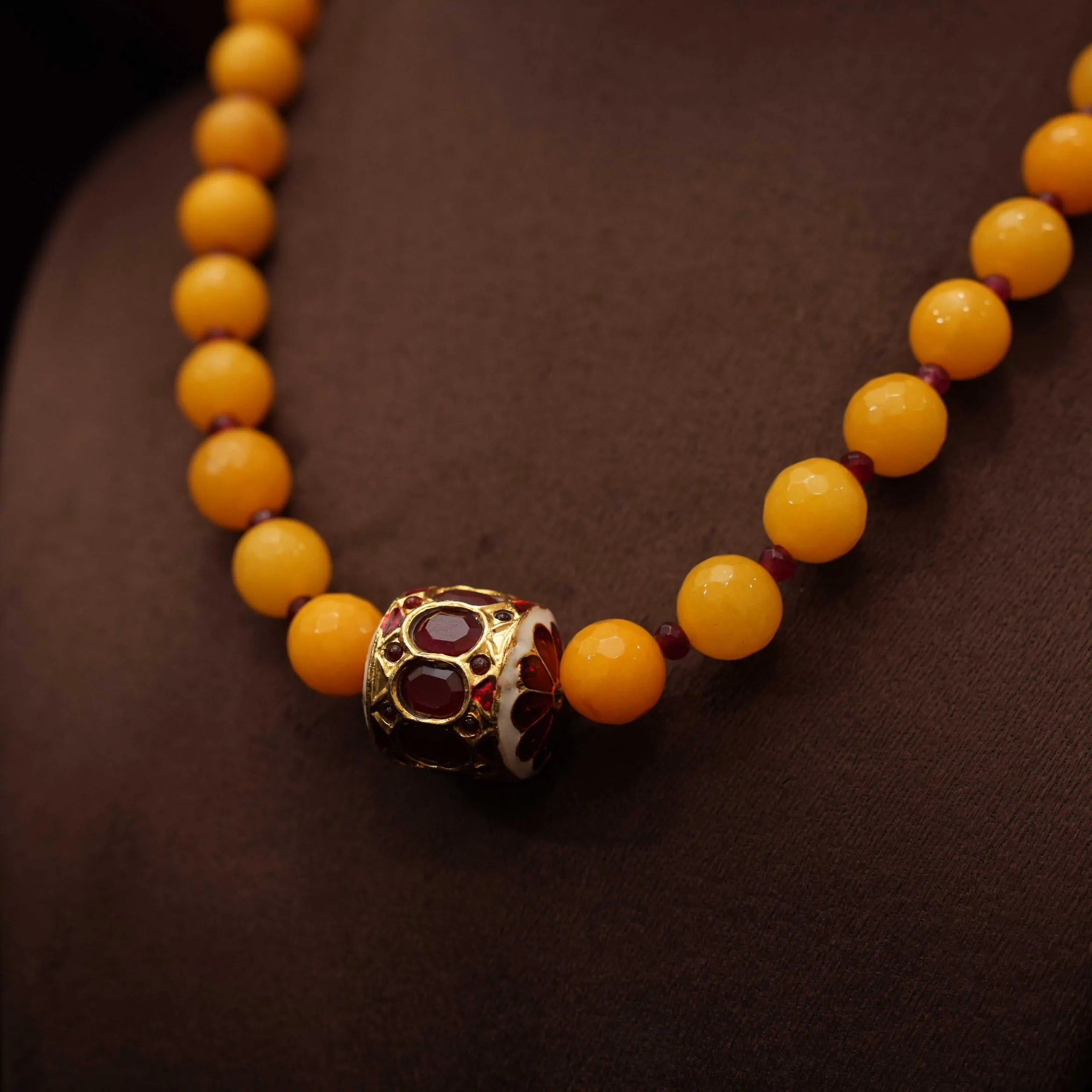 Aisha Beaded Necklace - Mustard Yellow