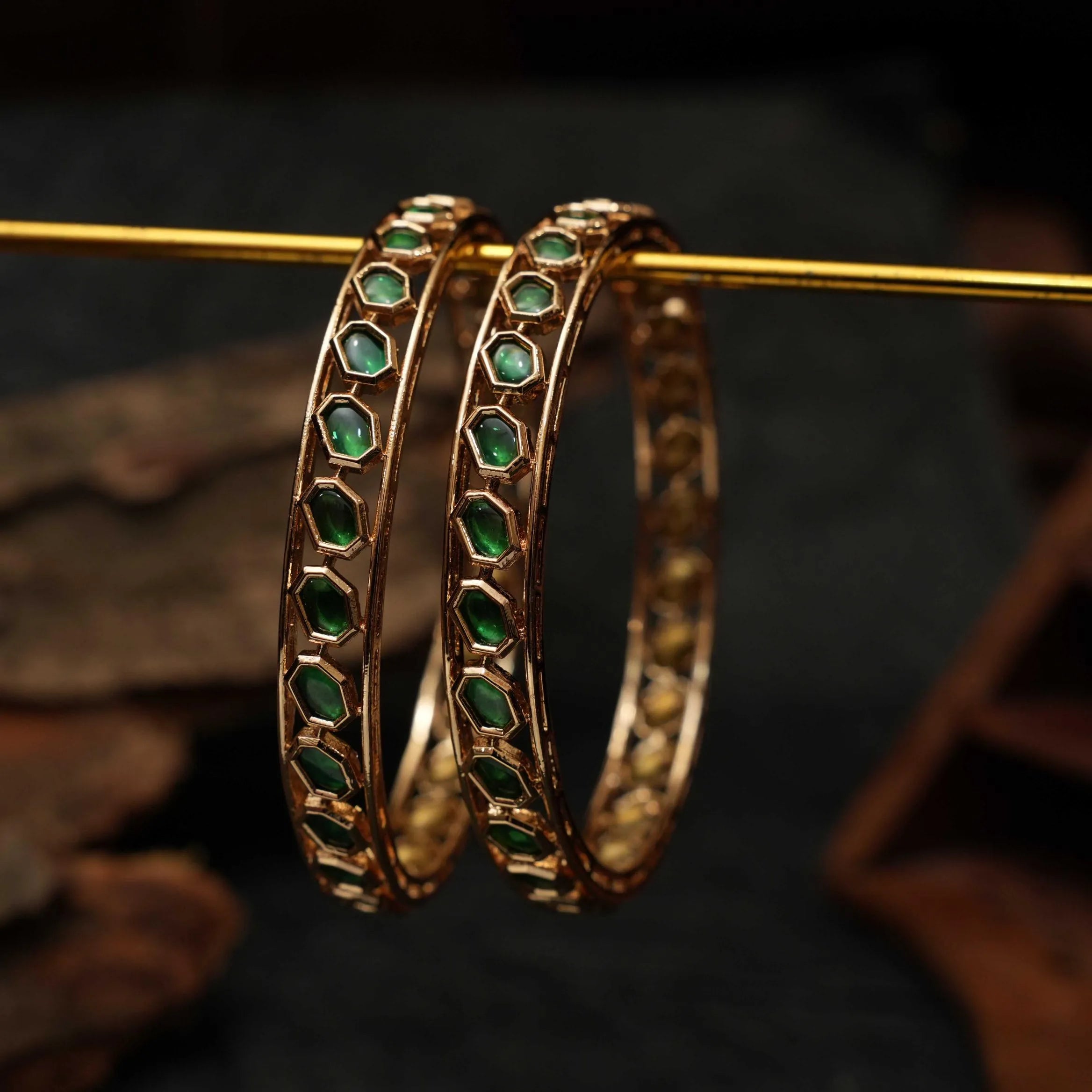 Vidushi Polki Bangles - Green