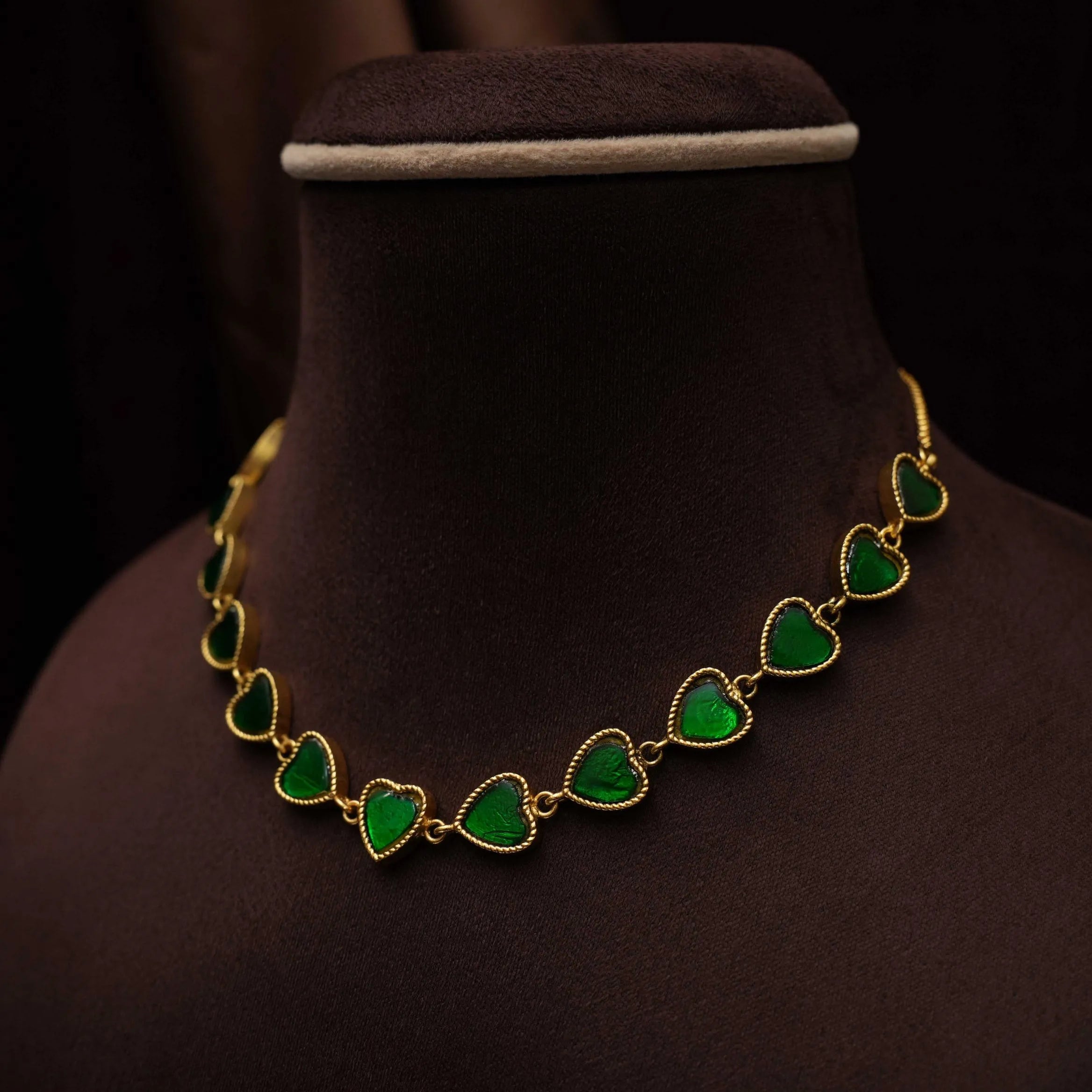 Viha Polki Minimal Necklace - Green