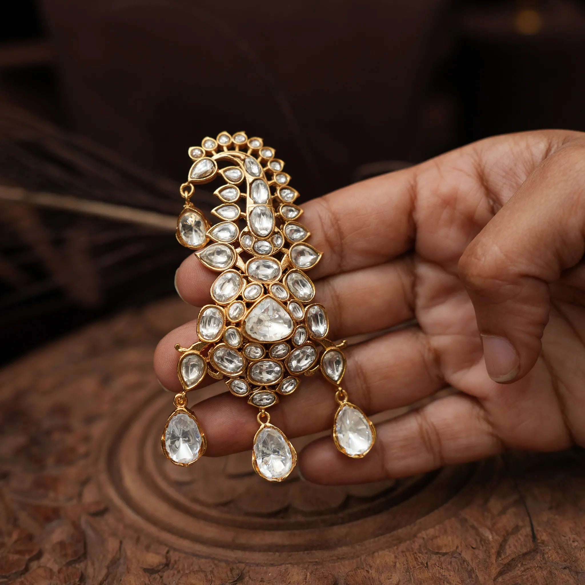 Vihaan Moissanite Kalgi - Men's Turban Brooch
