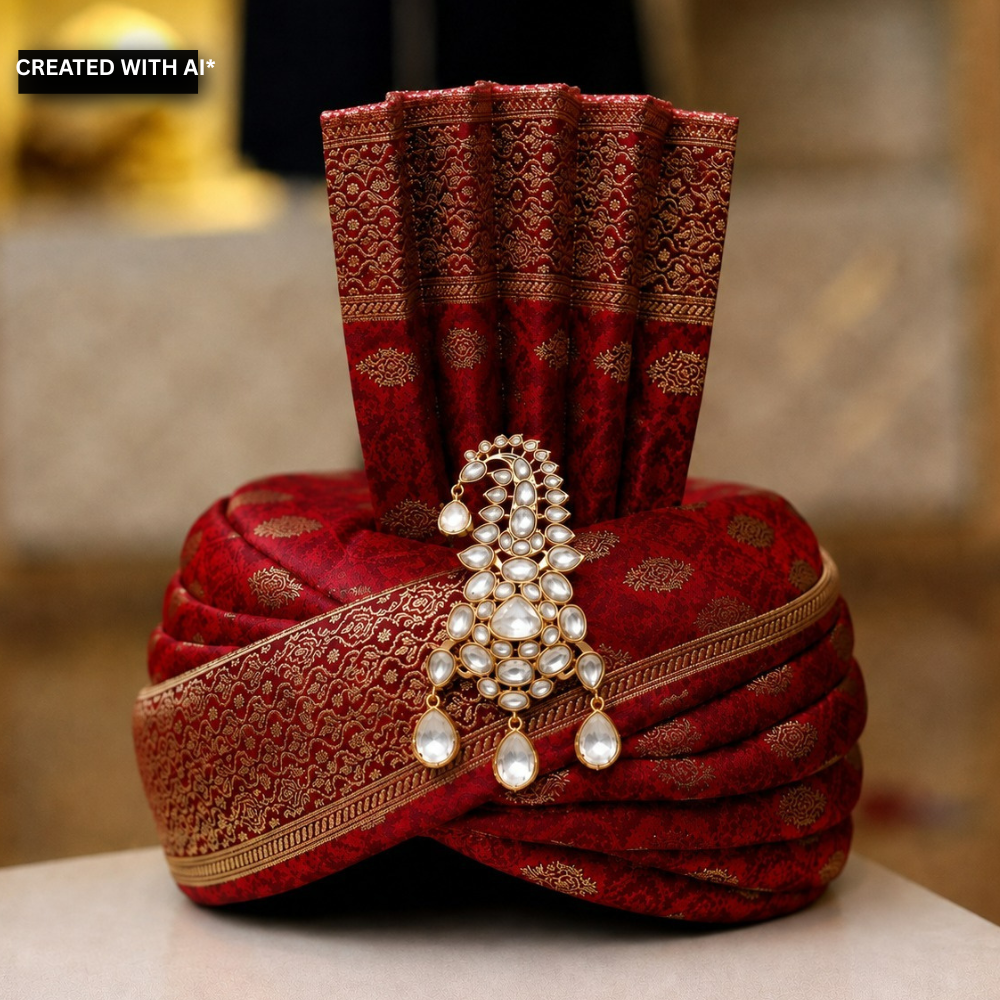 Vihaan Moissanite Kalgi - Men's Turban Brooch