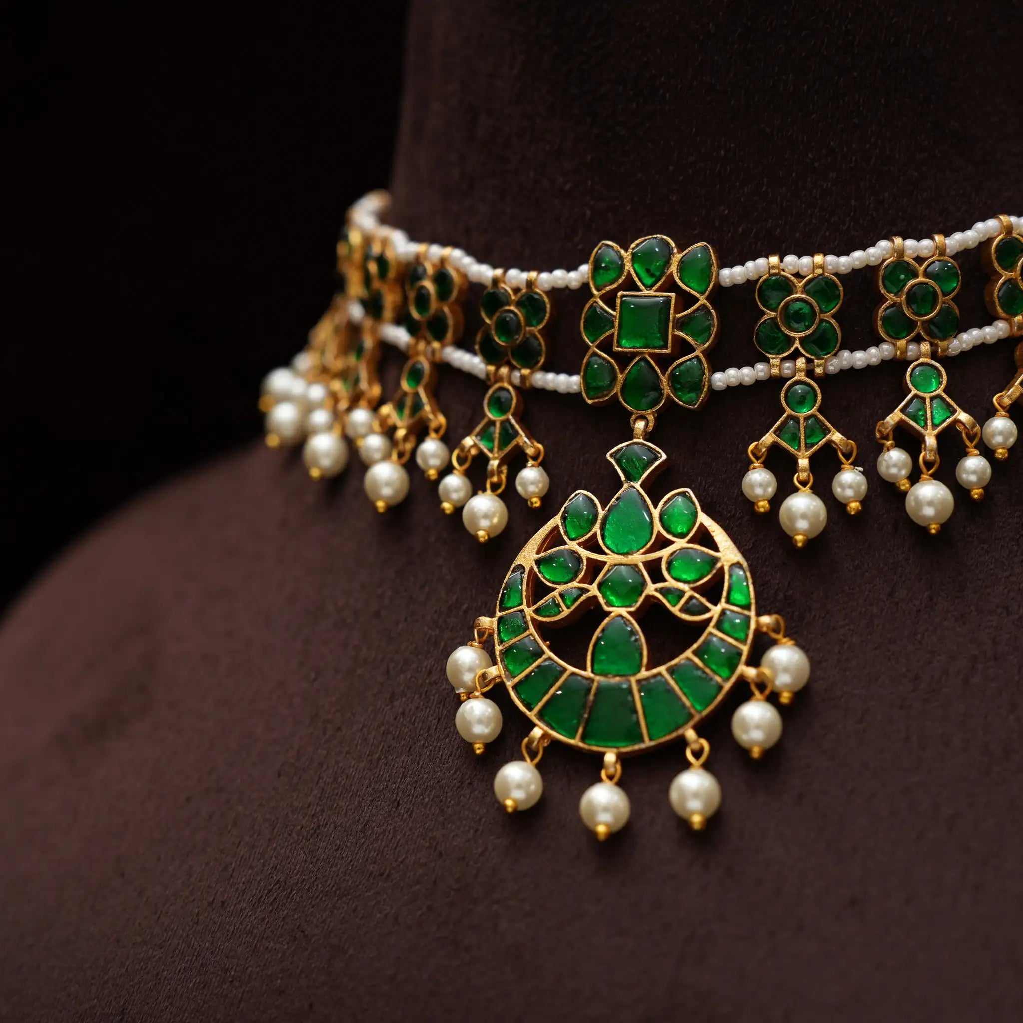 Vihanika Polki Necklace  - Green