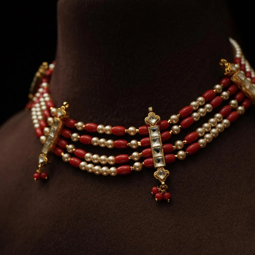 Vismaya Beaded Coral Choker