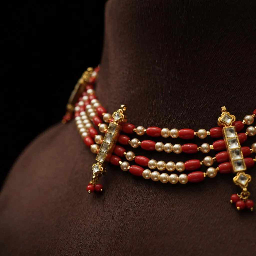Vismaya Beaded Coral Choker