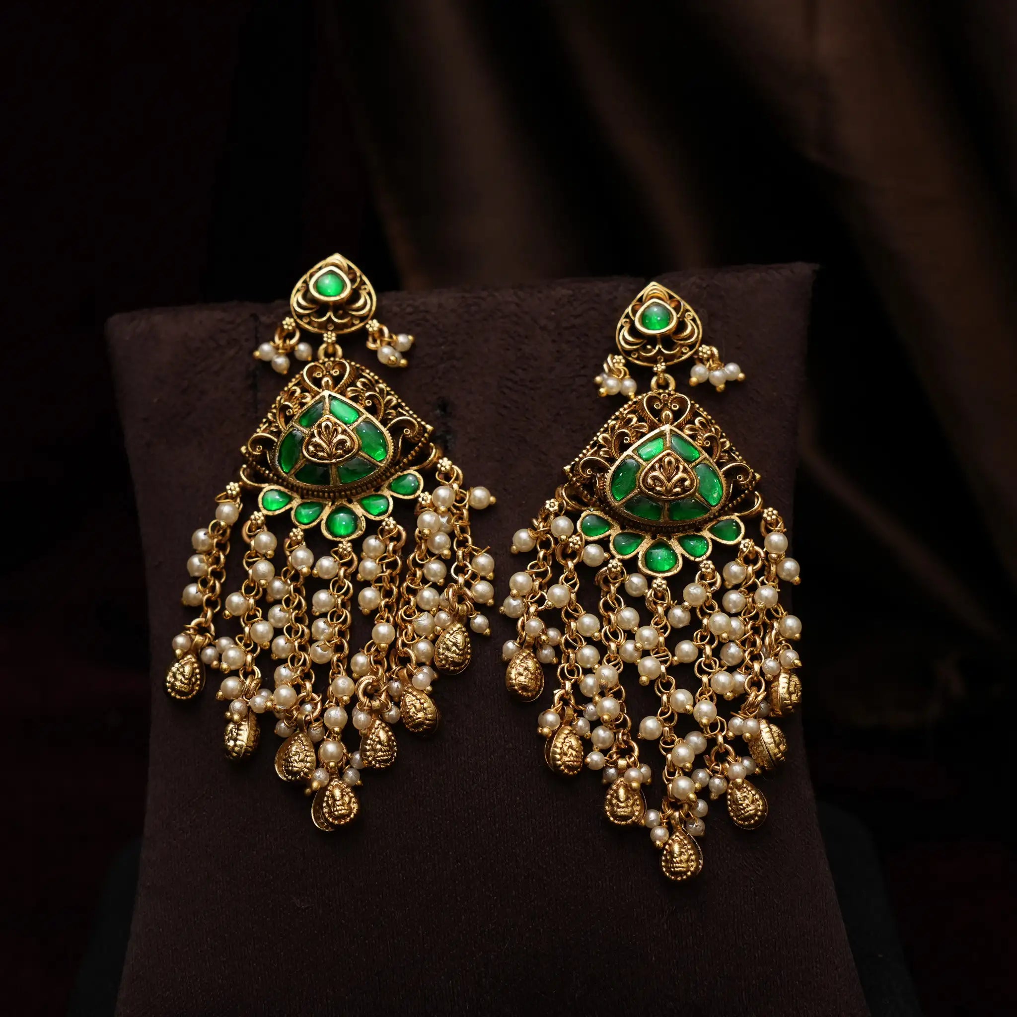 Vritika Antique Designer Earrings - Green