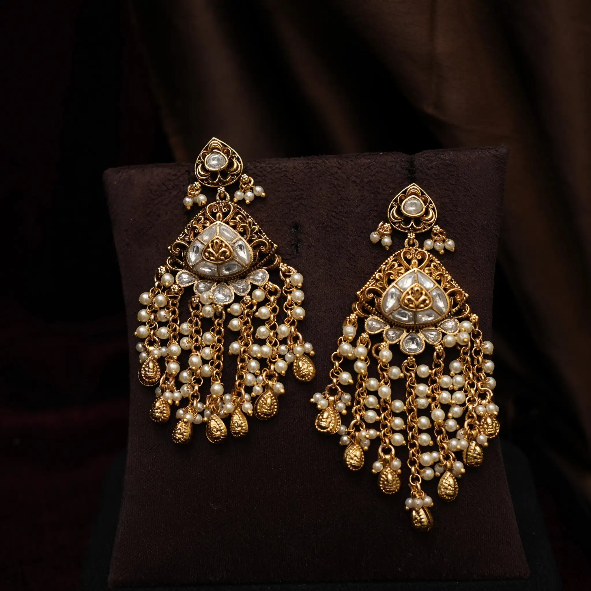 Vritika Antique Designer Earrings - White