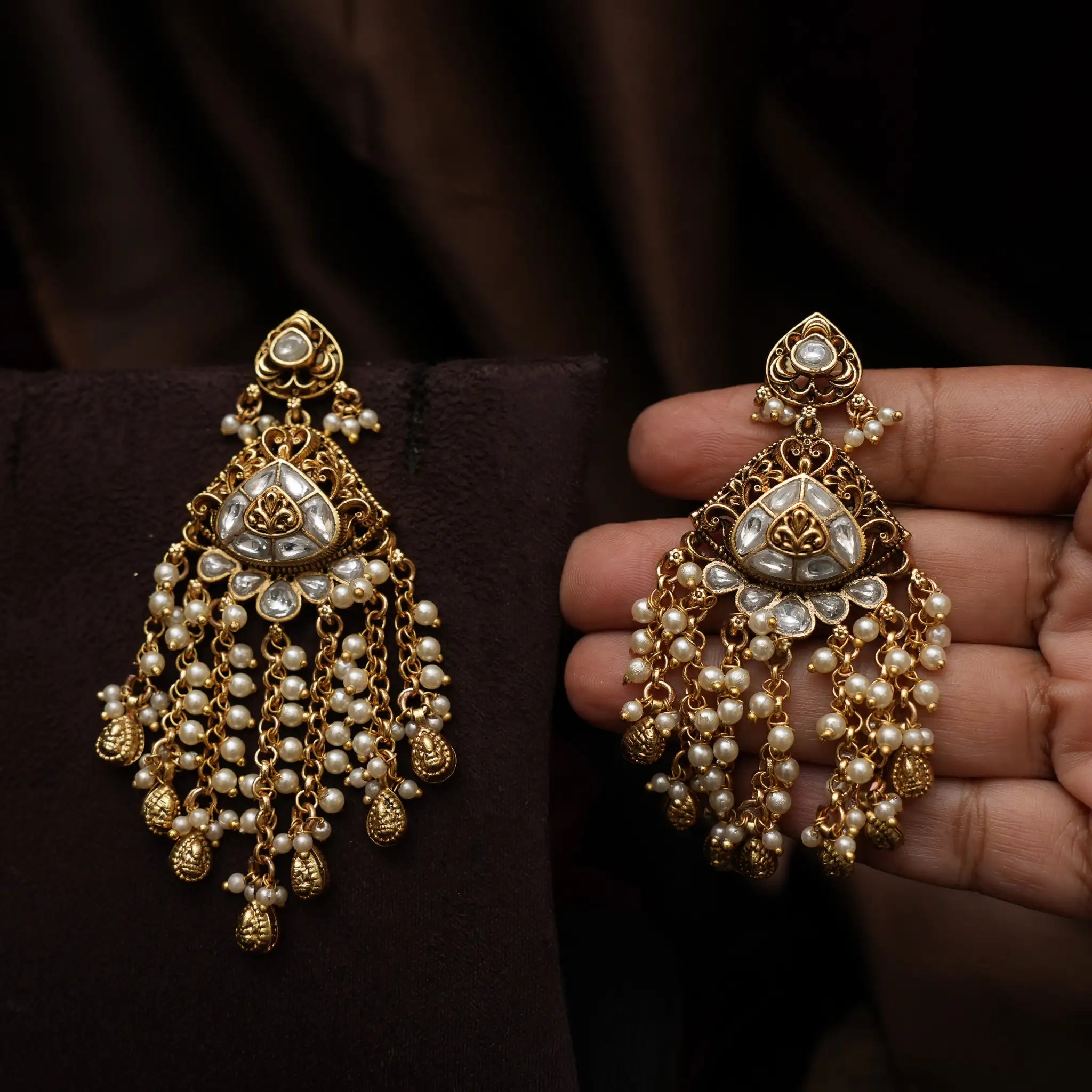 Vritika Antique Designer Earrings - White