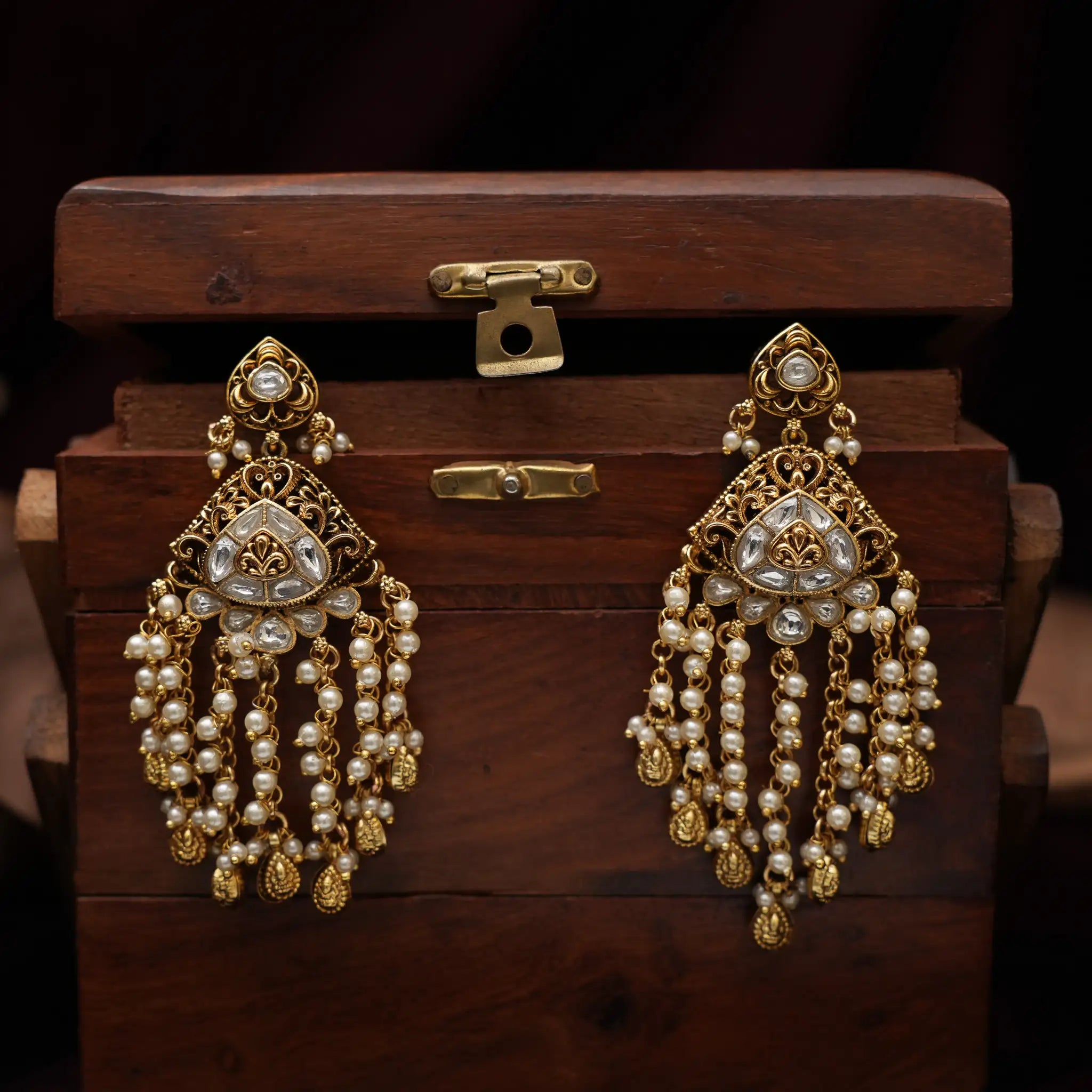 Vritika Antique Designer Earrings - White