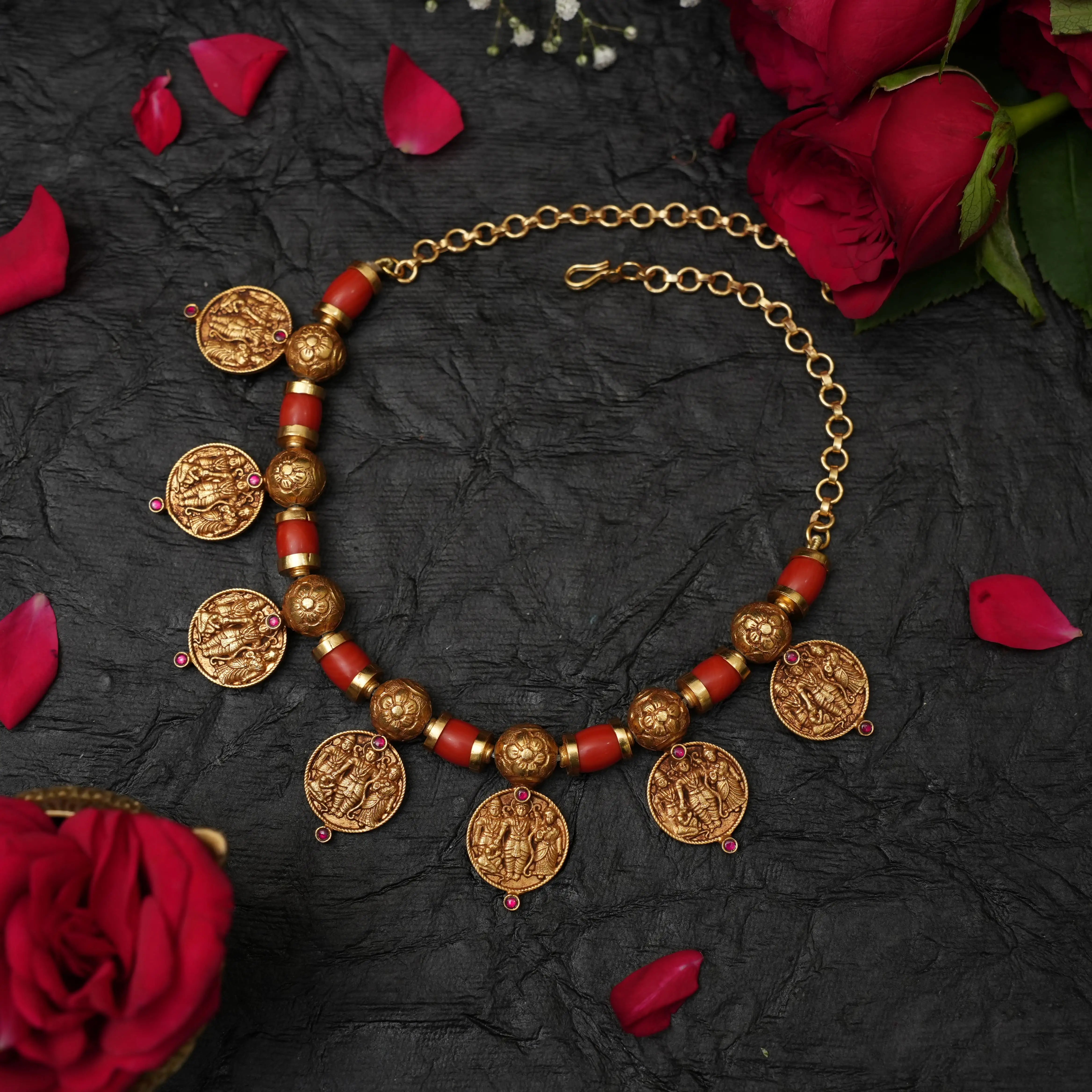 Vritti Silver Coral Necklace