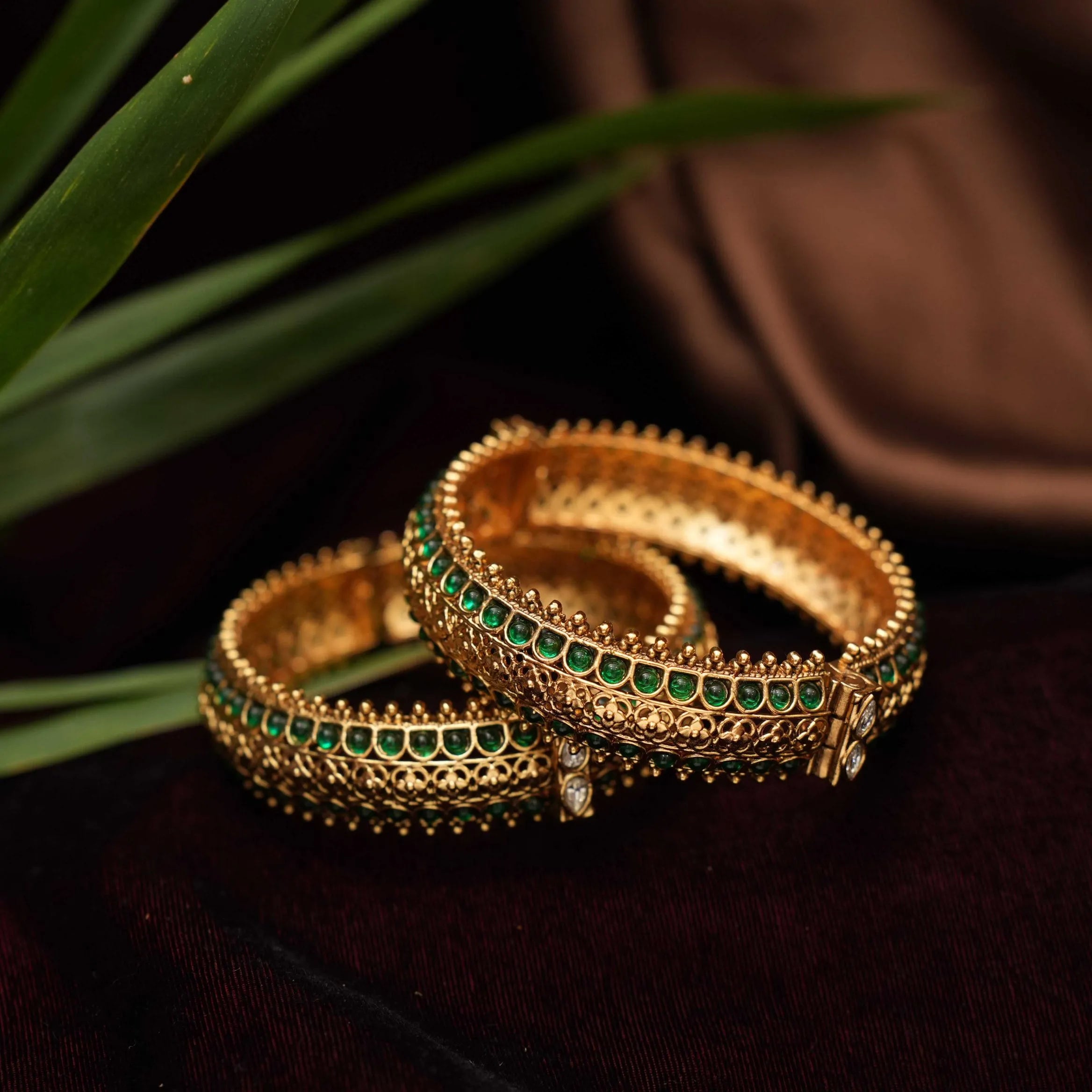 Wren Antique Bangles - Green