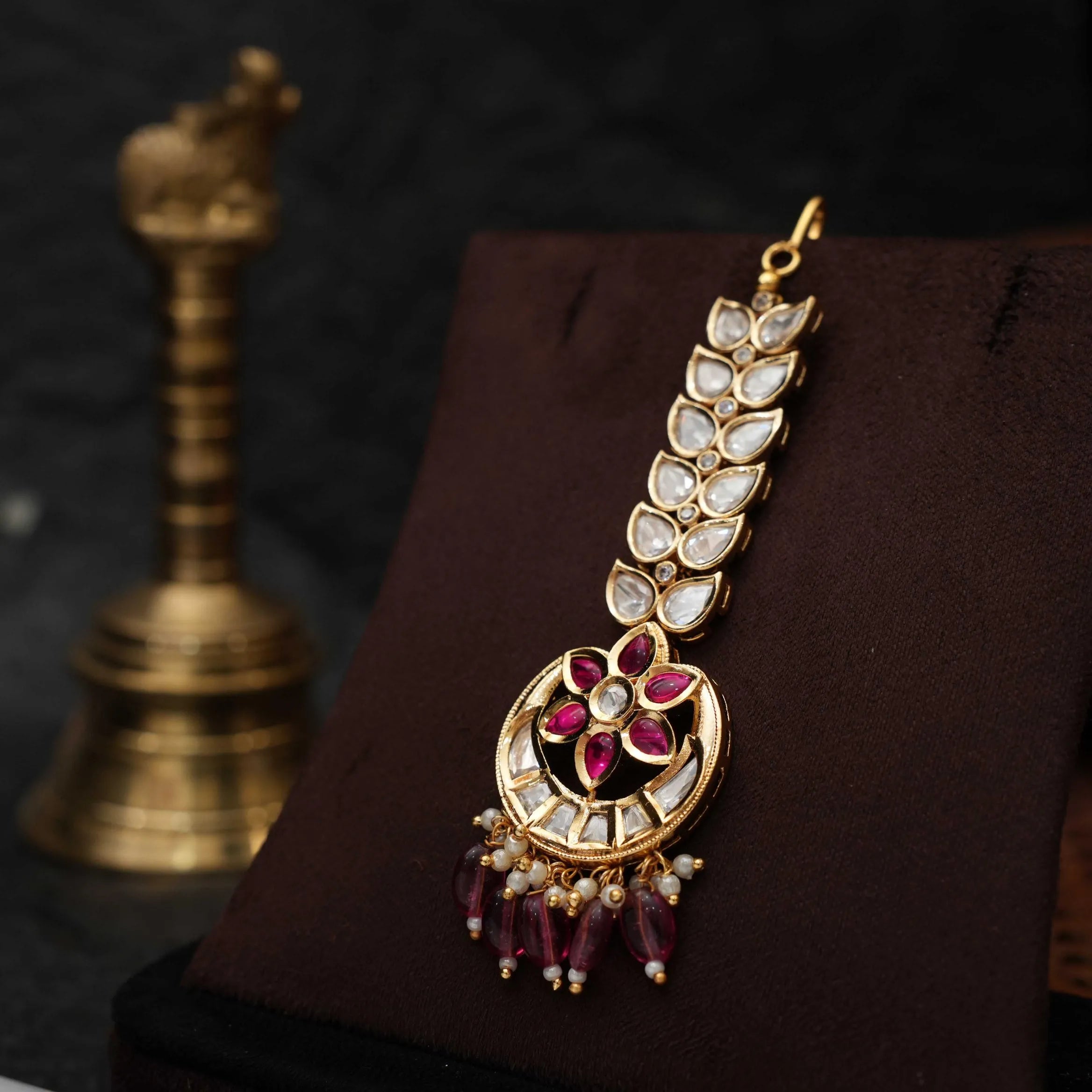 Yash Polki Tikka - Reddish Pink