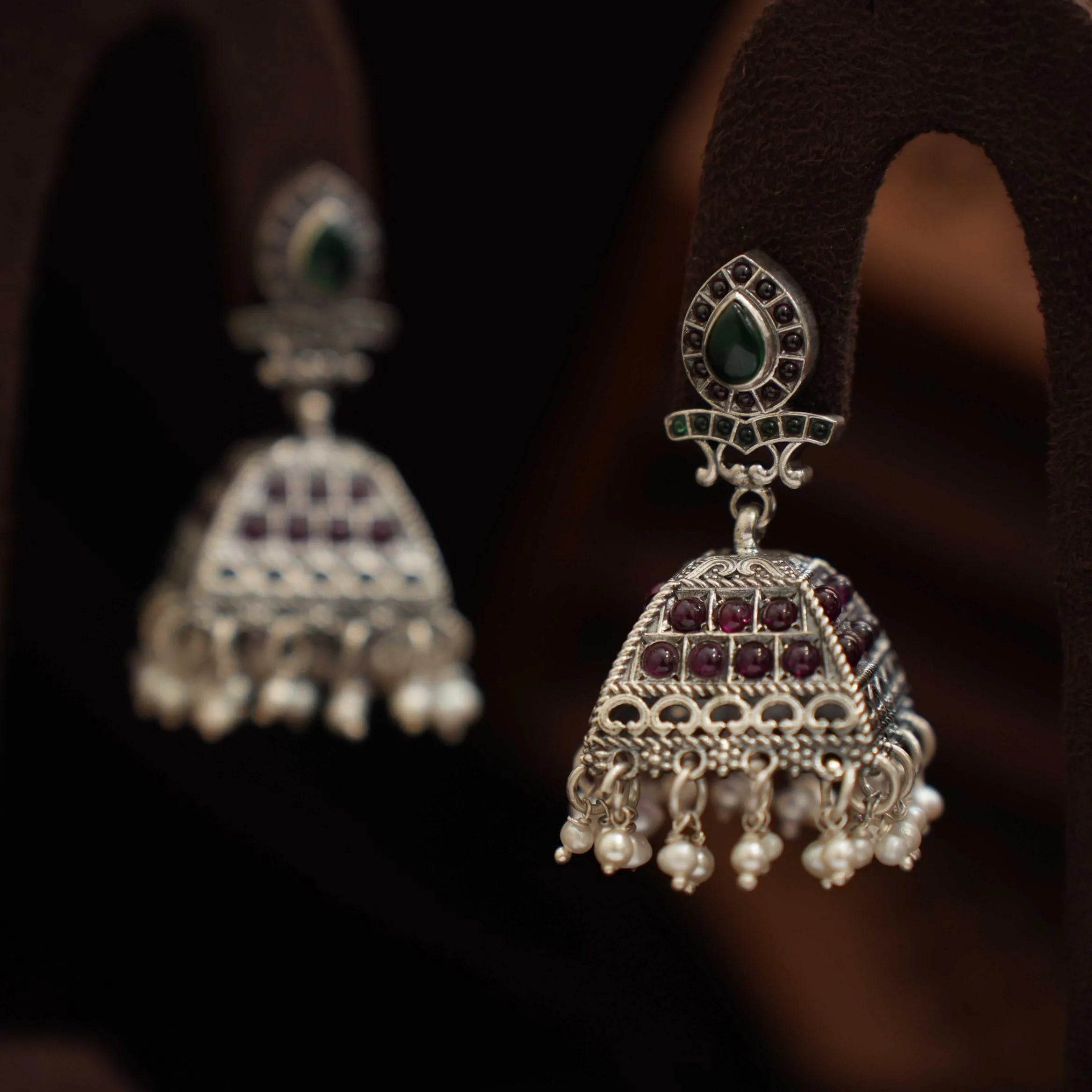 Yuvan Silver Jhumka Earrings