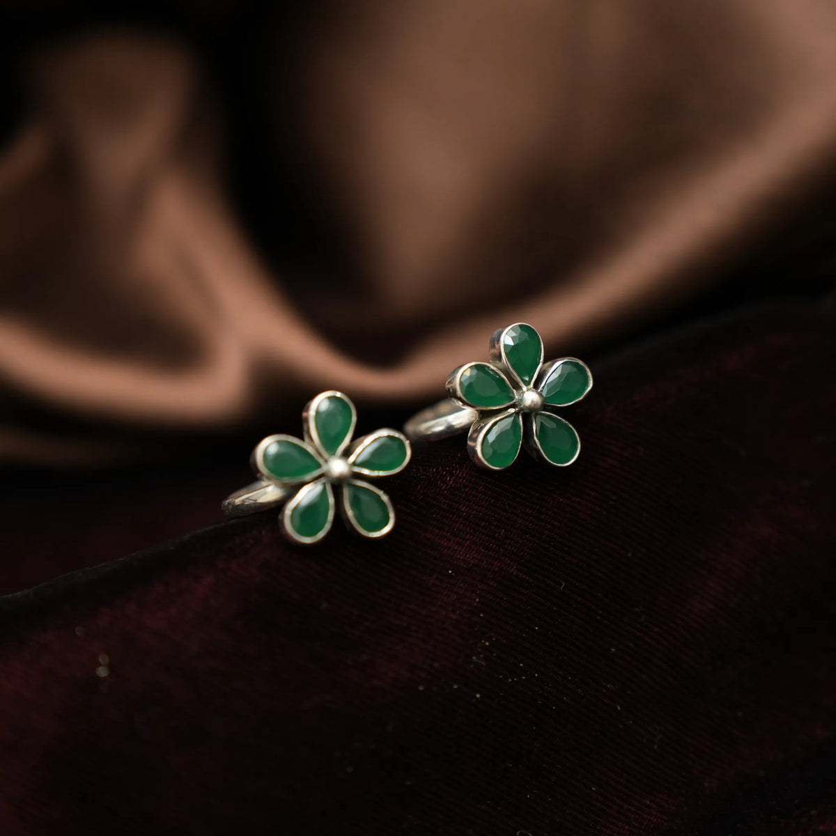 Zavya Silver Toe Ring - Green
