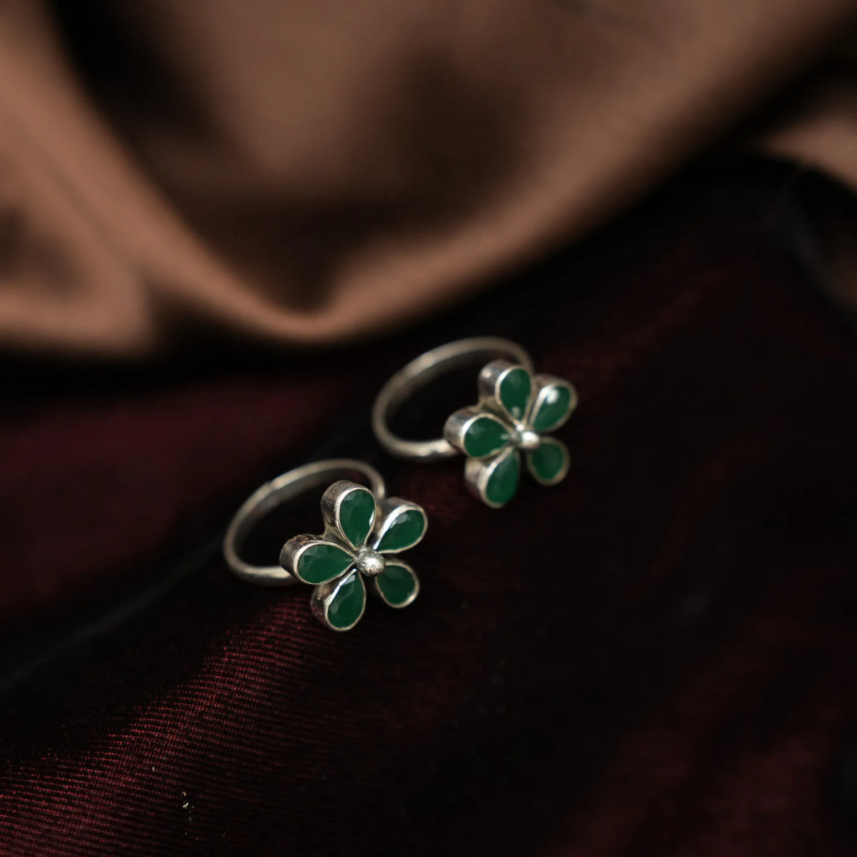 Zavya Silver Toe Ring - Green