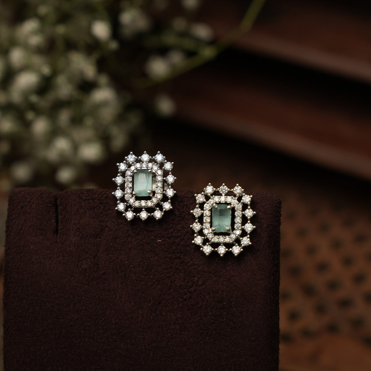 Ziana Zircon Ear Stud - Pastel Green
