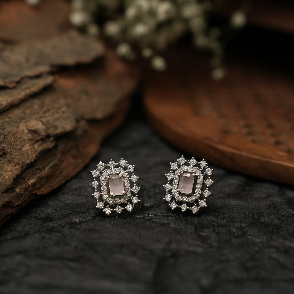 Ziana Zircon Ear Stud - Pastel Pink