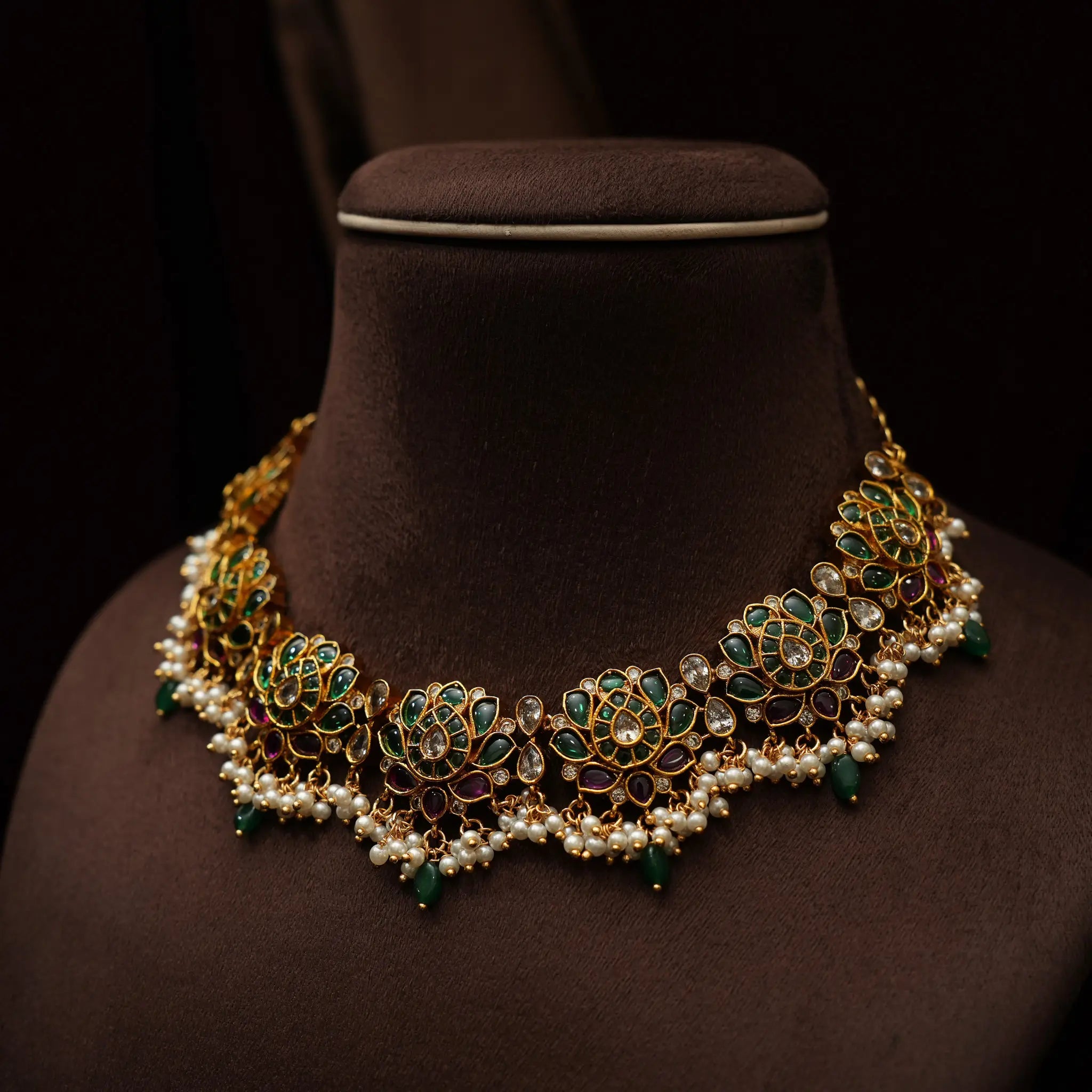 Zuri Polki Necklace - Green