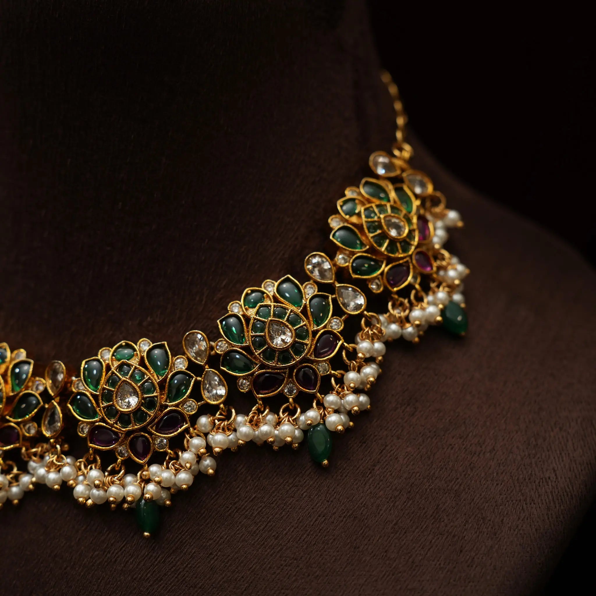 Zuri Polki Necklace - Green