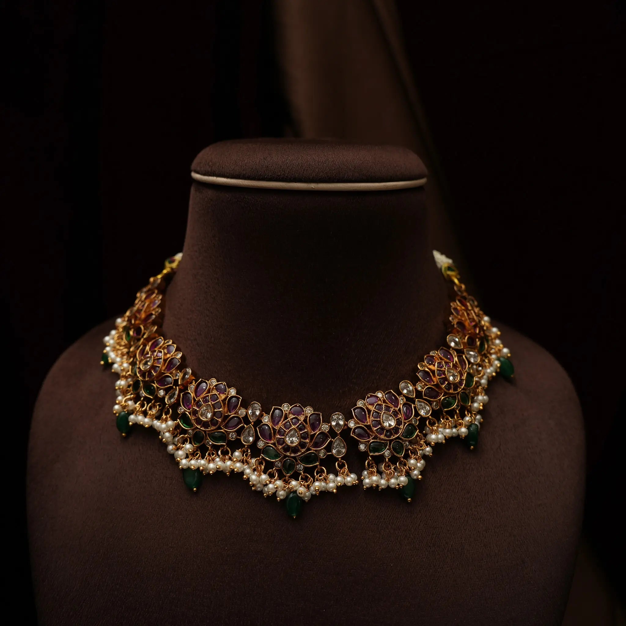 Zuri Polki Necklace - Red