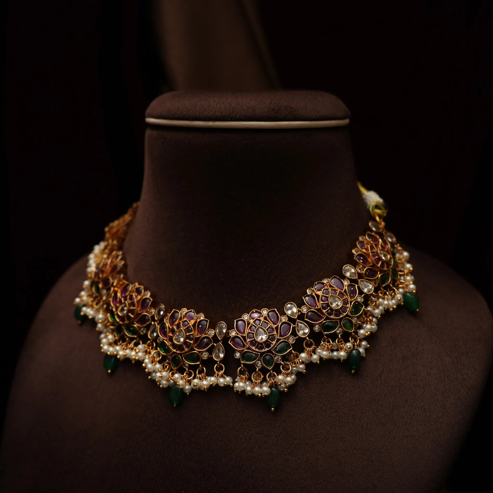 Zuri Polki Necklace - Red