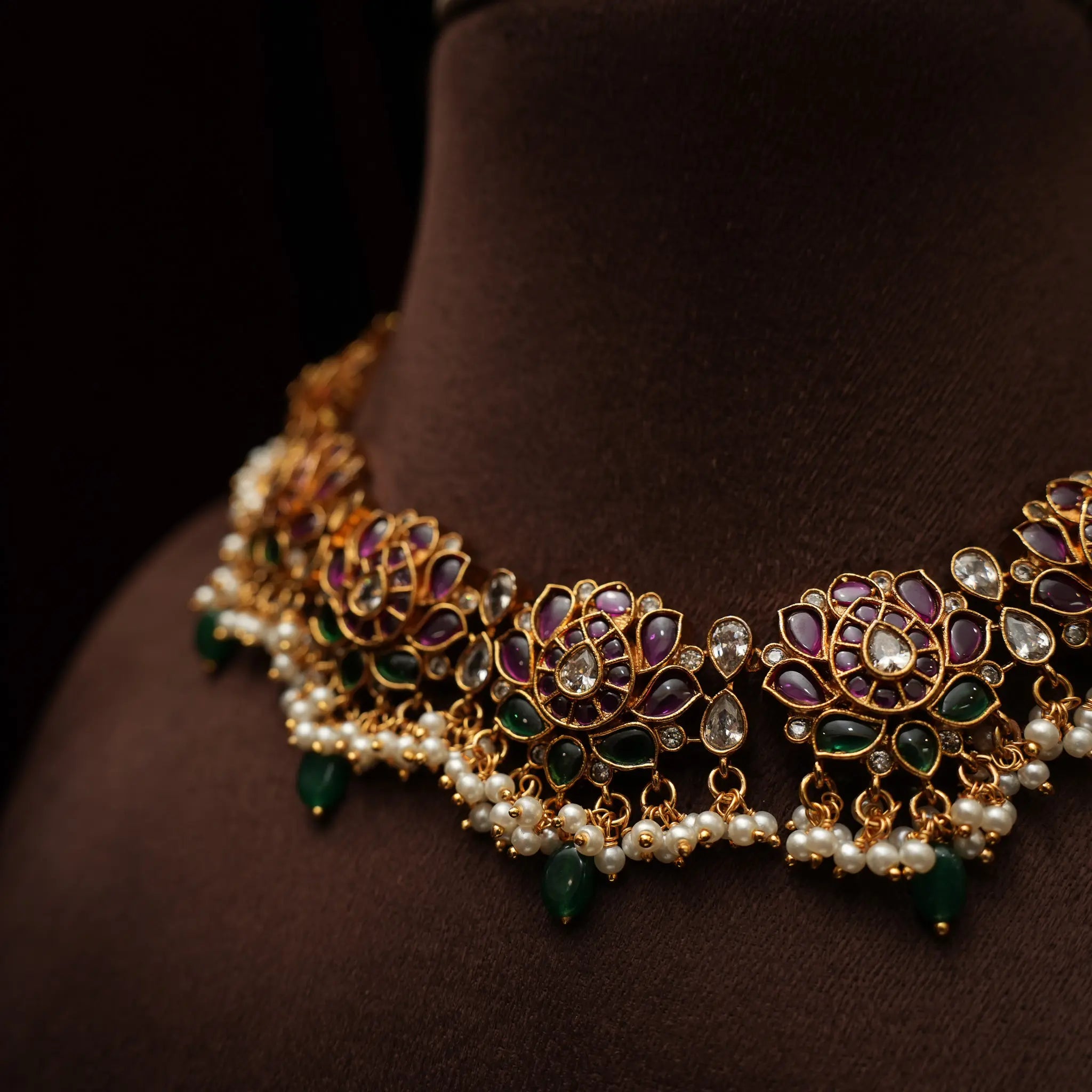 Zuri Polki Necklace - Red