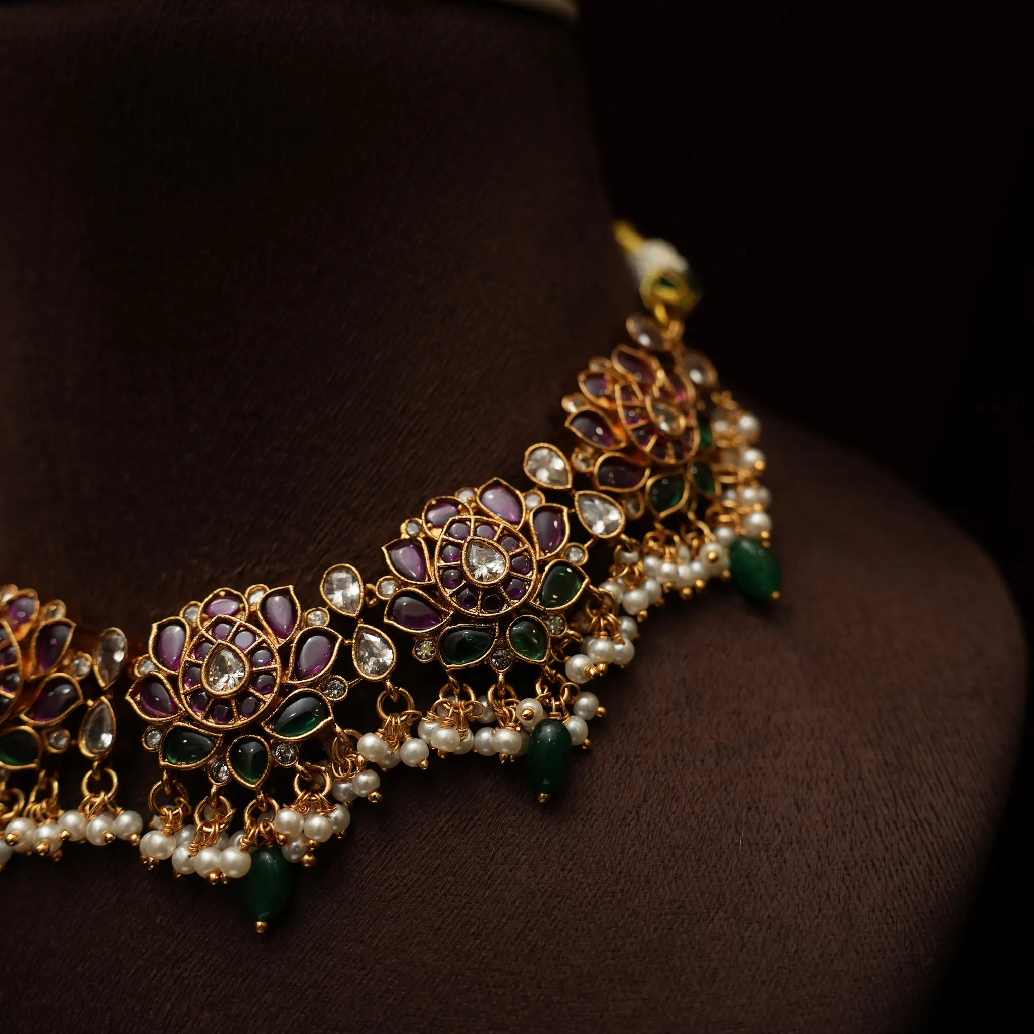 Zuri Polki Necklace - Red