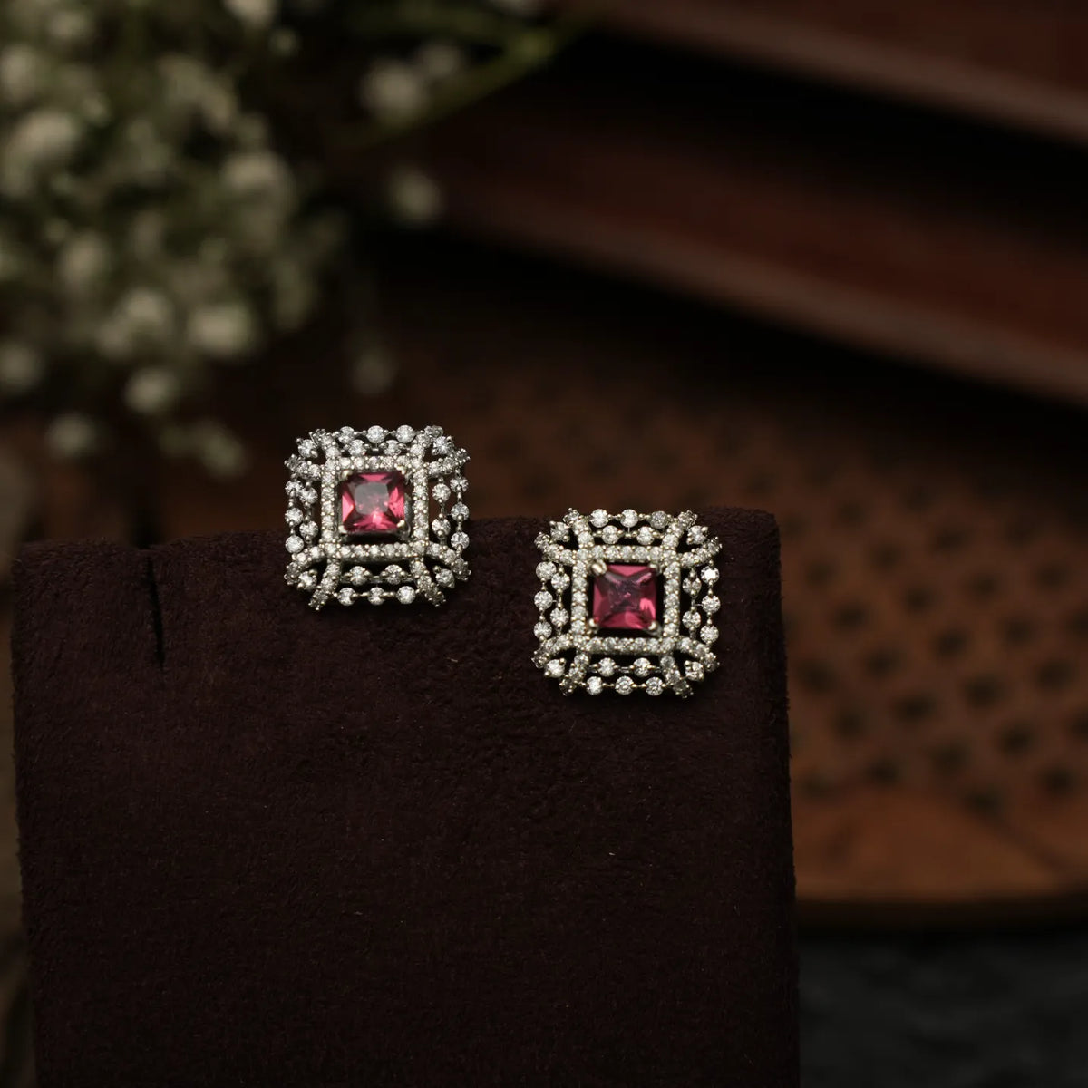 Zyra Zircon Ear Stud - Red