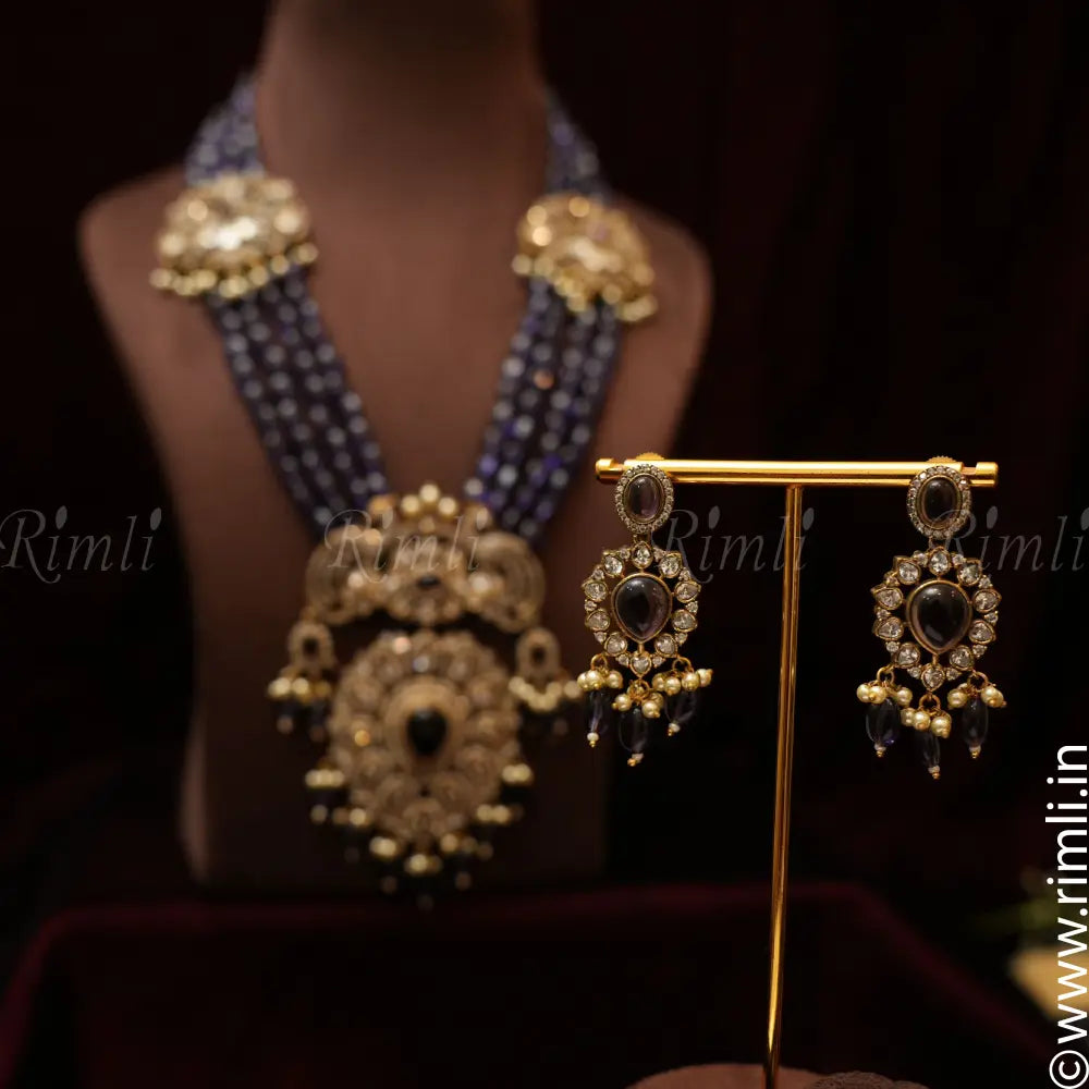 Adesha Victorian Beaded Necklace - Purple