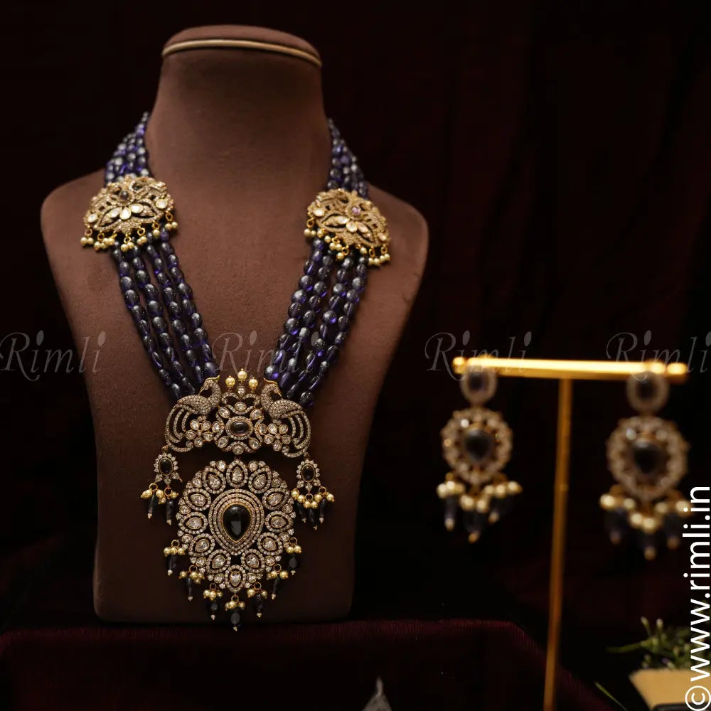 Adesha Victorian Beaded Necklace - Purple