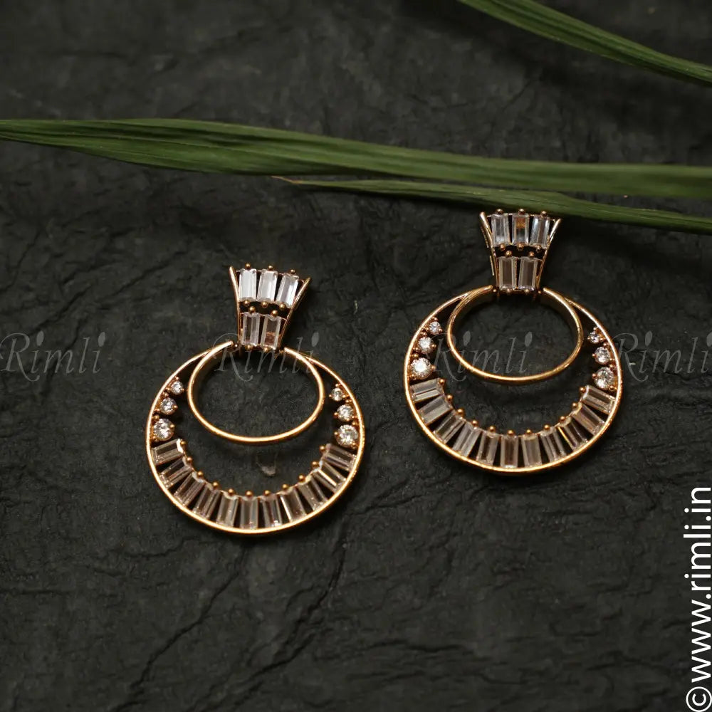 Kridha Zircon Designer Earrings - Rose Gold