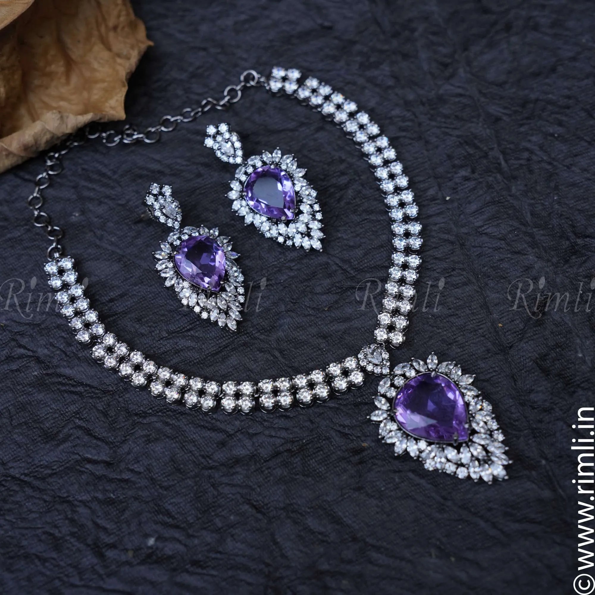 Urvi Zircon Necklace - Lilac