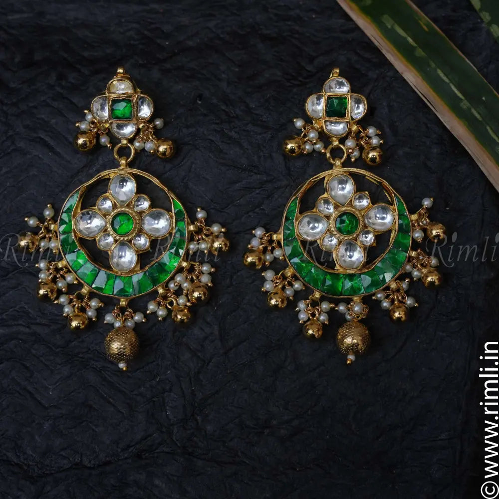 Megha Green Chandbali Earrings
