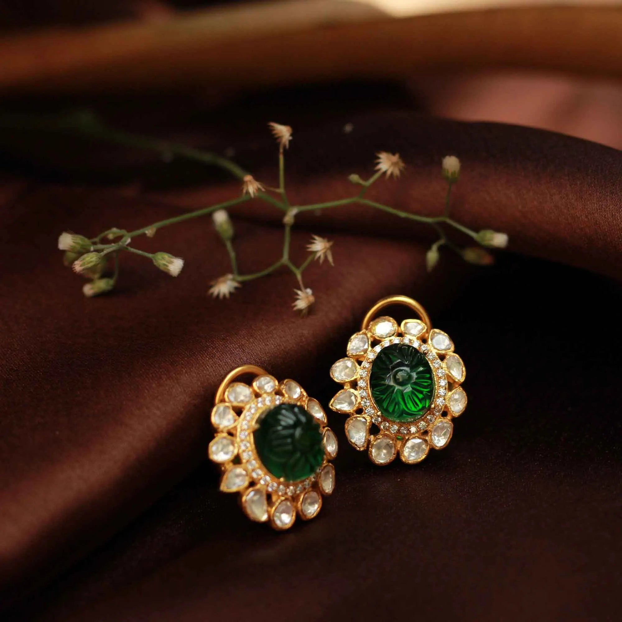 Green Moissanite silver earrings