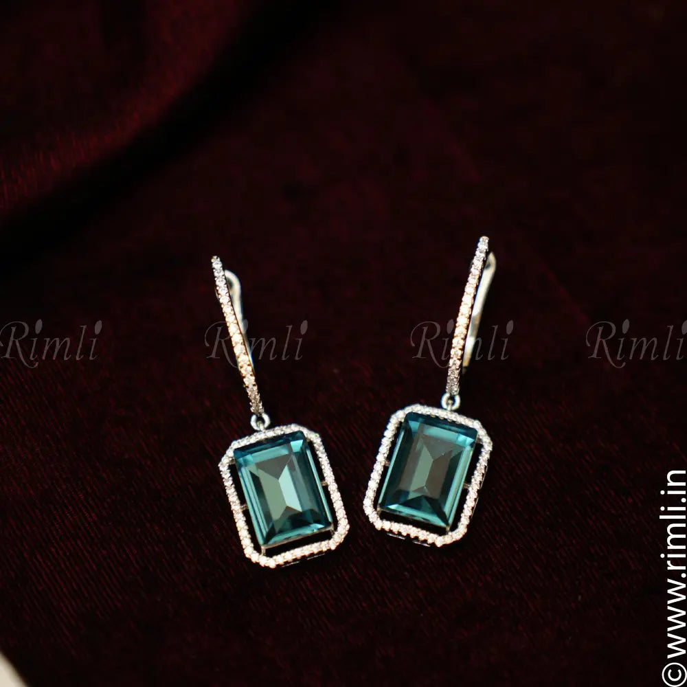 Omana Zircon Earrings - Light Blue