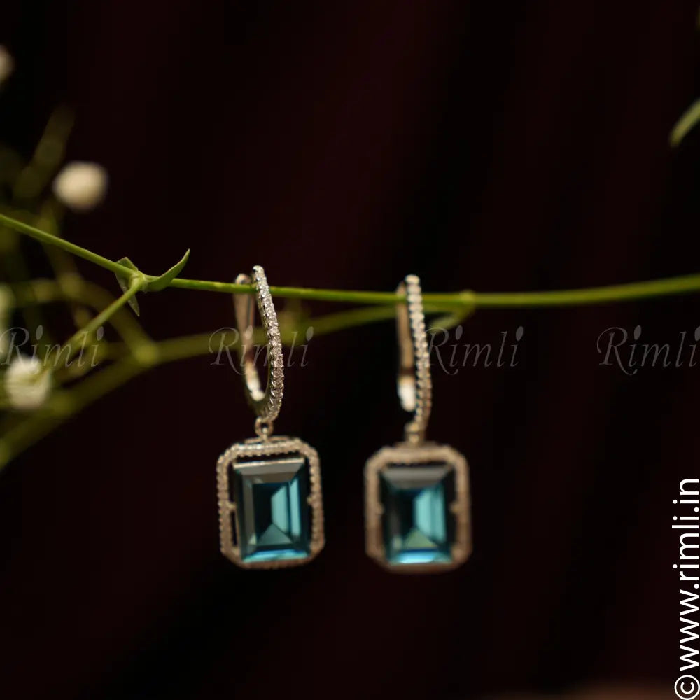 Omana Zircon Earrings - Light Blue
