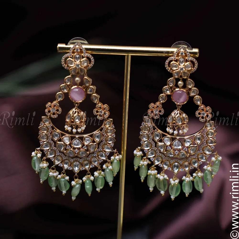 Aashitha Pastel Green Chandbali Earrings
