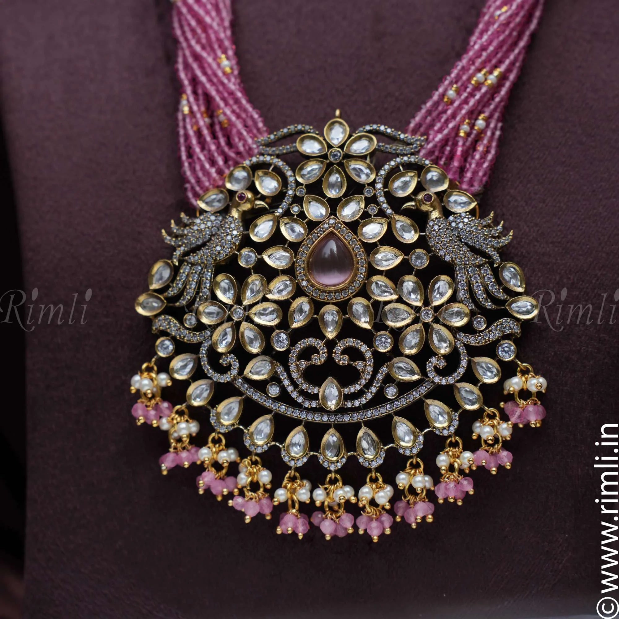 Sadhana Victorian Kundan Necklace - Pink