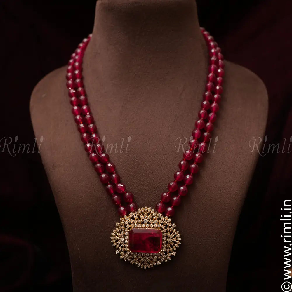 Dhara Beaded Necklace - Red