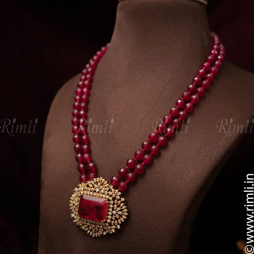 Dhara Beaded Necklace - Red