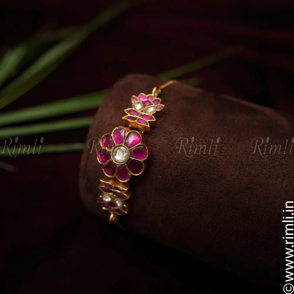 Ruhi Silver Bracelet - Pink - Rimli Boutique