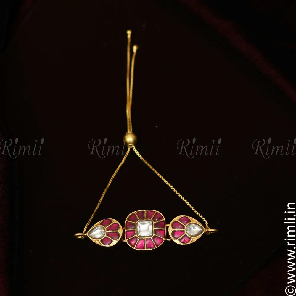 Akshvi Silver Bracelet - Reddish Pink