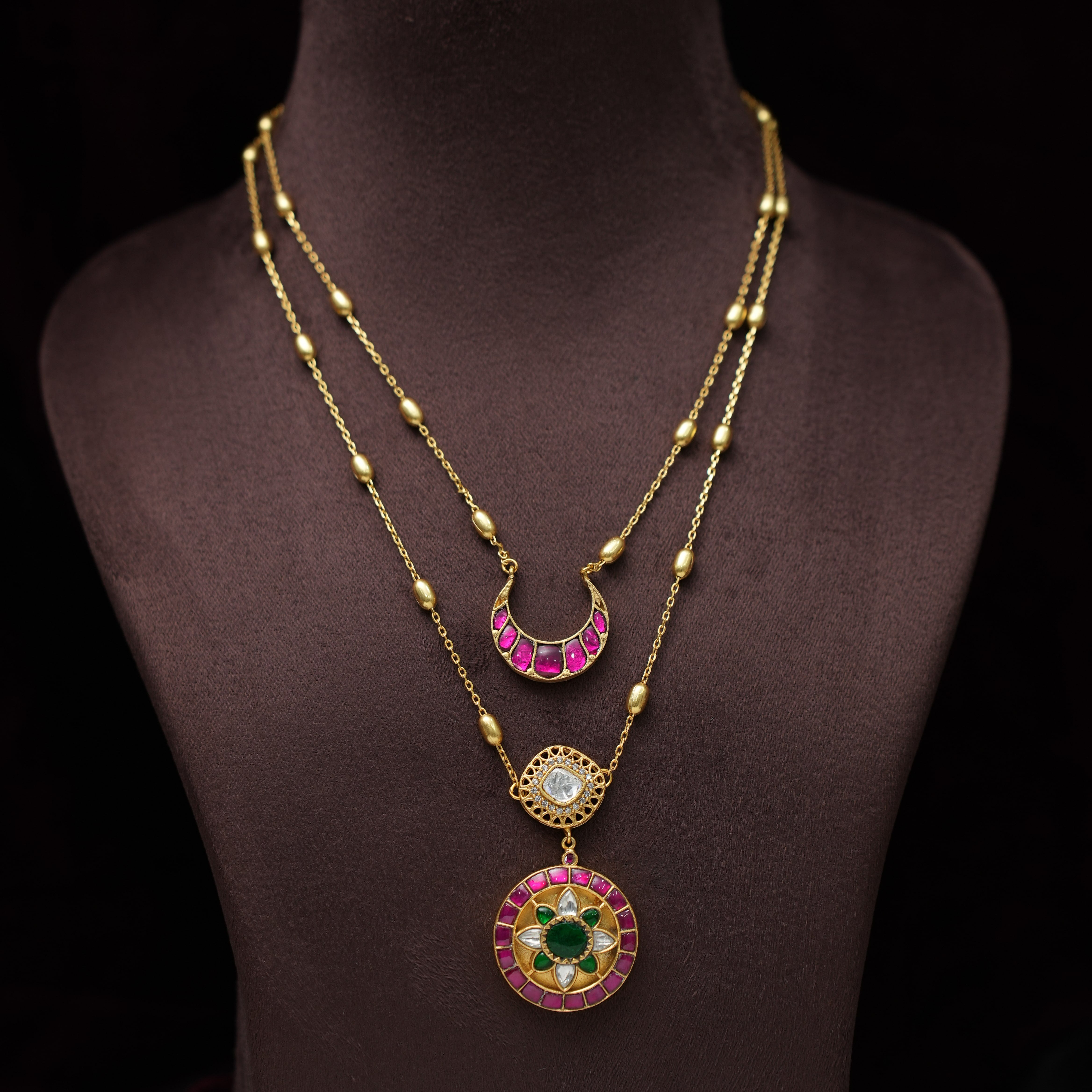 Tara Layered Polki Chain- Chand