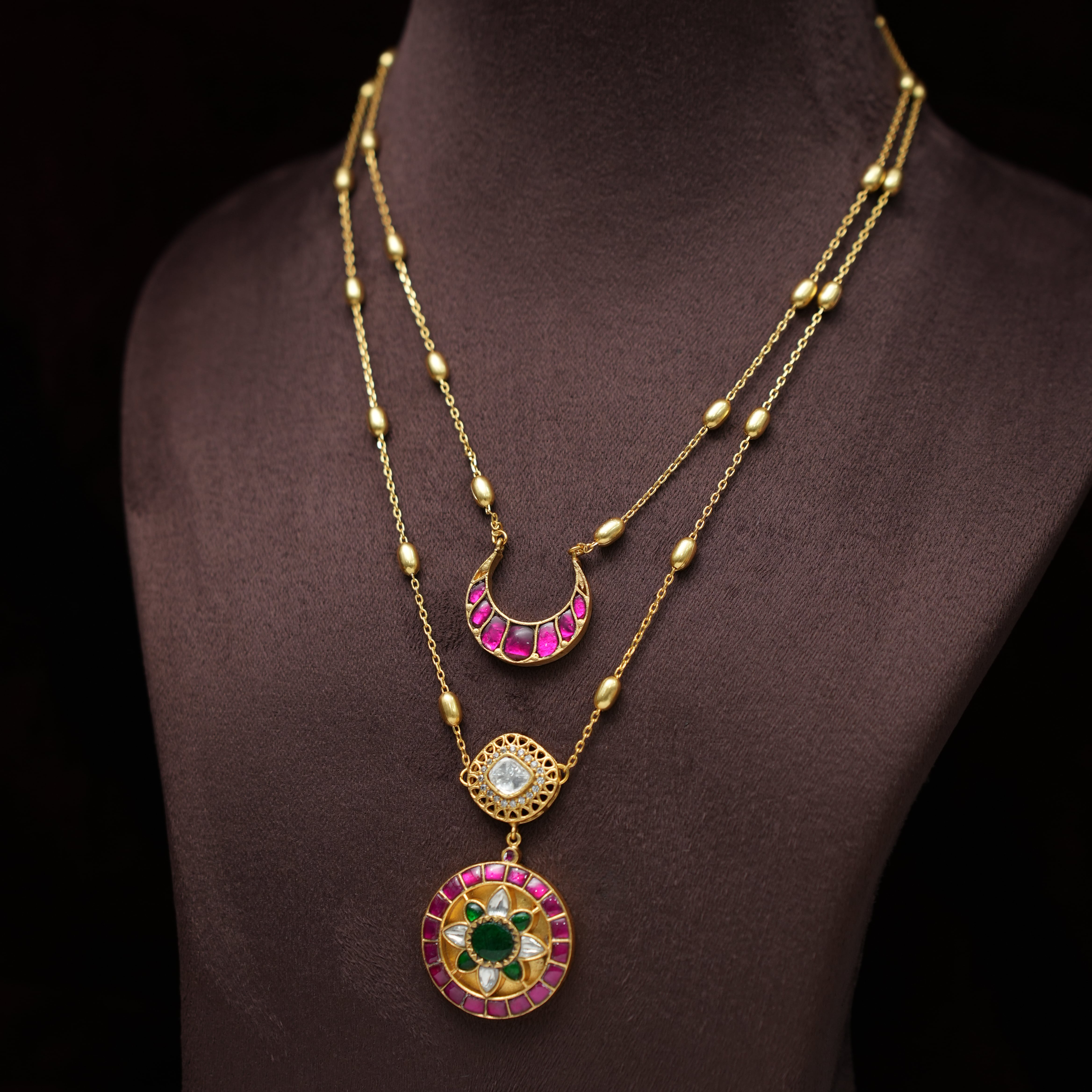 Tara Layered Polki Chain- Chand