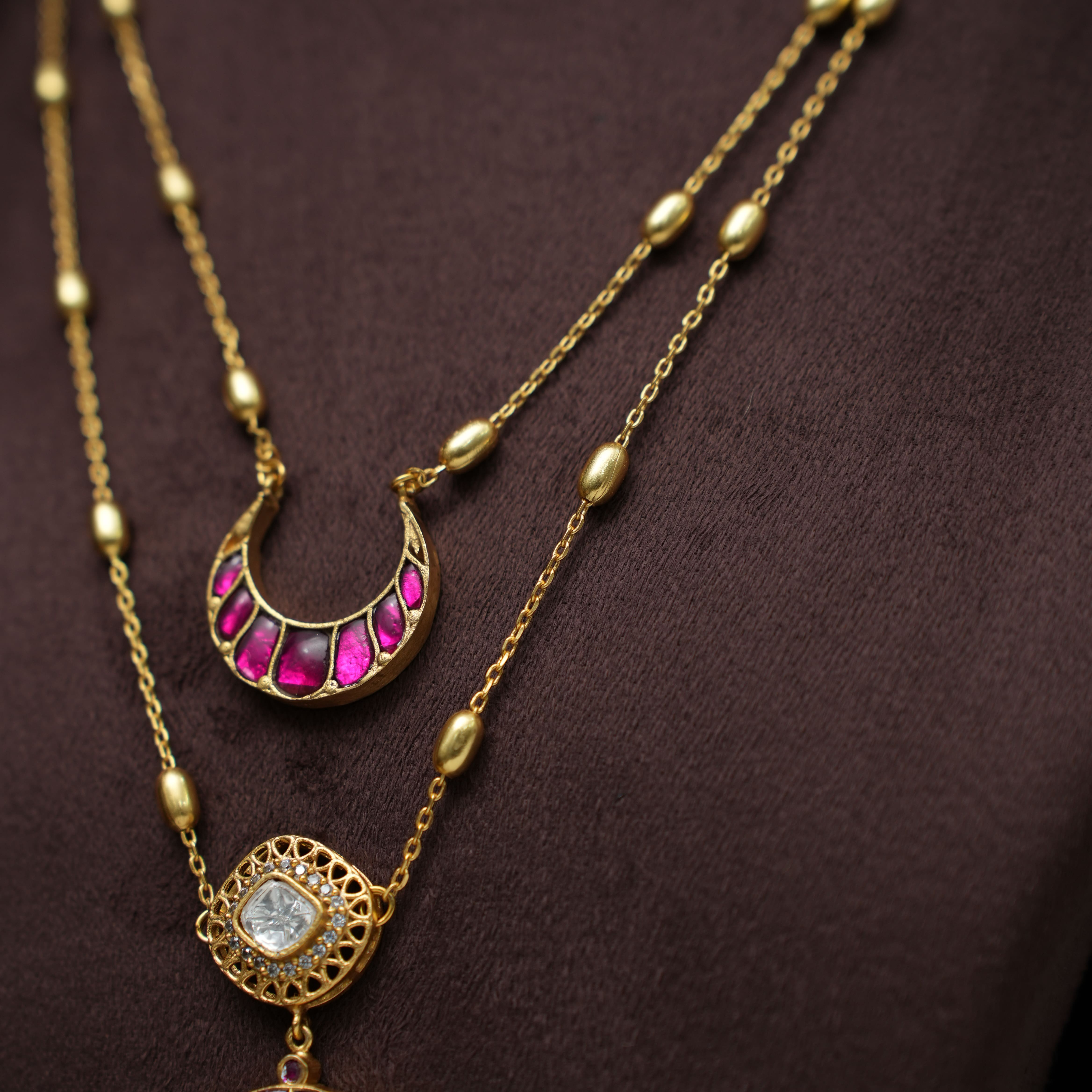 Tara Layered Polki Chain- Chand
