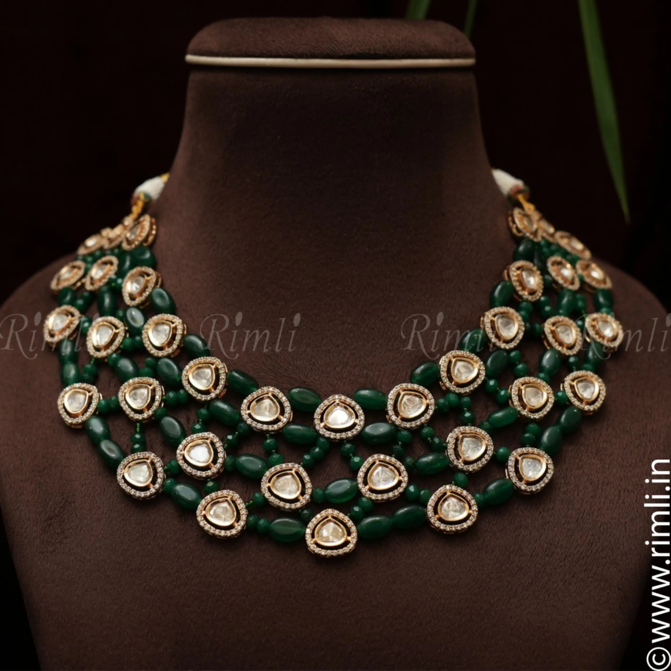 Tiana Green Polki Necklace - Rimli Boutique